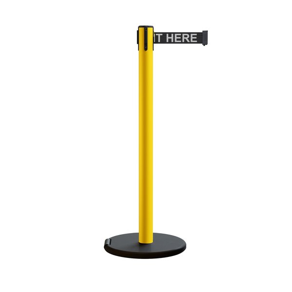 Montour Line Retractable Belt Rolling Stanchion, 2.5ft Yellow Post  7.5ft Wait MSE630-YW-PLEAWBW-75